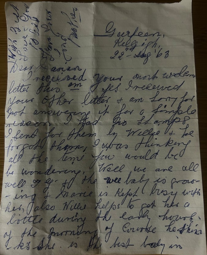 Letter from Mother to Marian - 22 Aug 1963